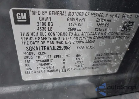 2018 GMC Terrain Sle from USA, damaged, VIN 3GKALTEV3JL259088